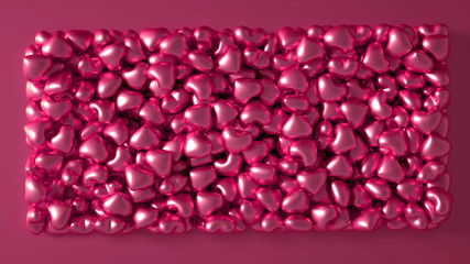 Beautiful golden background with hearts, Happy Valentine's Day! 3d illustration, 3d rendering.