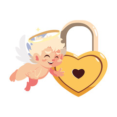 cute cupid angel on white background , valentines day
