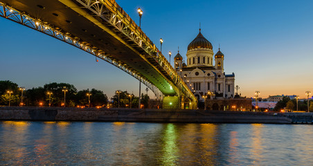 Fototapeta na wymiar Cathedral of Christ the Saviour, beautiful evening view, Moscow, Russia