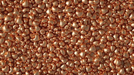 Beautiful golden background with hearts, Happy Valentine's Day! 3d illustration, 3d rendering.