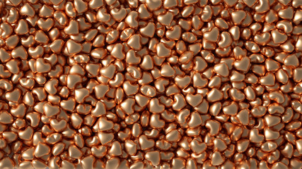 Beautiful golden background with hearts, Happy Valentine's Day! 3d illustration, 3d rendering.