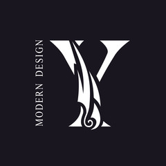 Creative Capital letter Y. Graceful Royal Insignia. Calligraphic Beautiful Logo. Elegant Drawn Emblem for Book Design, Brand Name, Business Card, Restaurant, Boutique, Hotel. Vector illustration