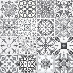 Set of tiles background in portuguese style. Mosaic pattern for ceramic in dutch, portuguese, spanish, italian style. - 317994912