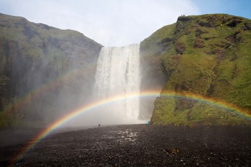 rainbow over Skogafoss waterfall, Iceland 