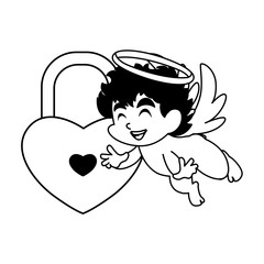 cute cupid angel on white background , valentines day