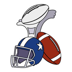 set of icons american football on white background