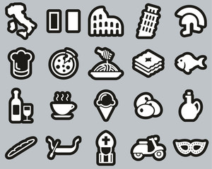 Italy Country & Culture Icons White On White Sticker Set Big