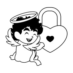 cute cupid angel on white background , valentines day