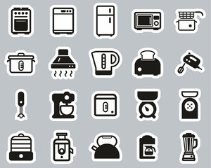 Kitchen Appliances Icons Black & White Sticker Set Big