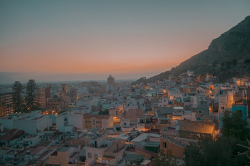 sunset over the city