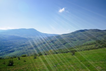 View of cliffs from the top of mountain