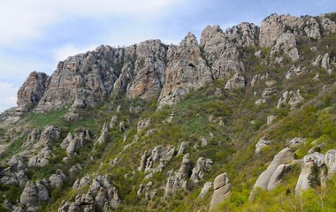 View of cliffs from the top of mountain