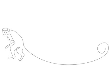 Monkey african animal continuous line drawing vector illustration