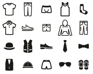 Men´s Clothing & Accessories Icons Black & White Set Big