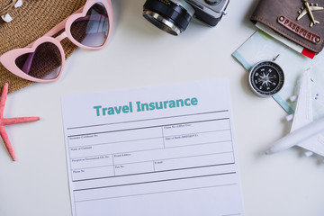 Travel accessories and items with Travel insurance application form