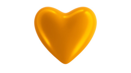 Heart Gold Isolate on White 3D Render Illustration