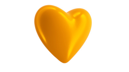 Heart Gold Isolate on White 3D Render Illustration