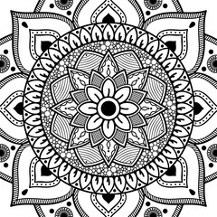 Decorative round ornament, black-white, isolated on white. Good decoration for the holidays. Perfect for printing, laser cutting.