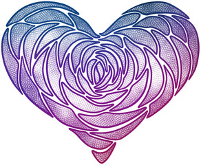 Rose graphic in shape of a heart