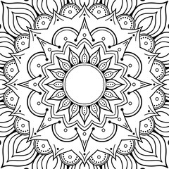 Decorative round ornament, black-white, isolated on white. Good decoration for the holidays. Perfect for printing, laser cutting.