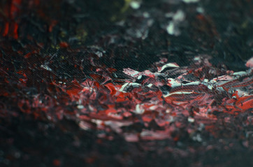 Black gold red textured acrylic painting