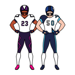 men players american football on white background