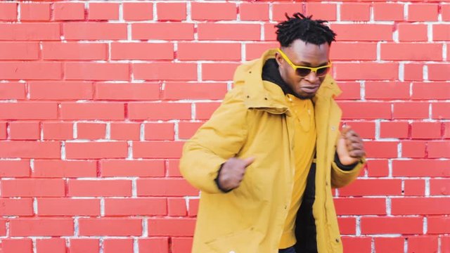 African American man dance movement dab success and luck.color contrast concept