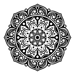 Decorative round ornament, black-white, isolated on white. Good decoration for the holidays. Perfect for printing, laser cutting.