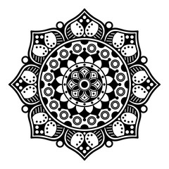 Decorative round ornament, black-white, isolated on white. Good decoration for the holidays. Perfect for printing, laser cutting.