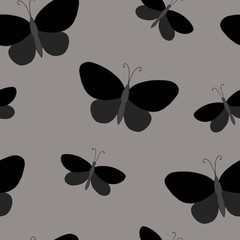 hand drawn butterflies repeat pattern, simple vector outline illustration, contour drawing in doodle style, symbol of summer and nature