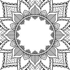 Decorative round ornament, black-white, isolated on white. Good decoration for the holidays. Perfect for printing, laser cutting.