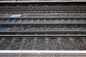 View of a Train Station With the Train Tracks Mind the Gap