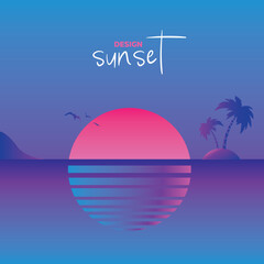 Inspired by retro disco 80's music, 3d background, neon light, neon sunset. Vector illustration EPS10