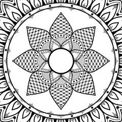 Decorative round ornament, black-white, isolated on white. Good decoration for the holidays. Perfect for printing, laser cutting.