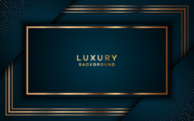 Luxurious dark blue background with golden lines. elegant modern background.