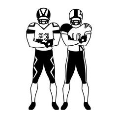 men players american football on white background
