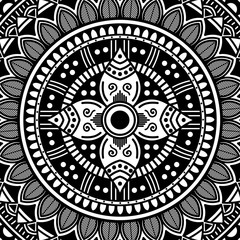 Decorative round ornament, black-white, isolated on white. Good decoration for the holidays. Perfect for printing, laser cutting.