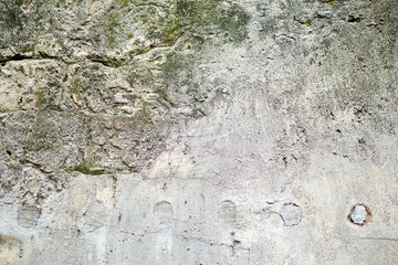The structure of the old concrete wall in the cracks.