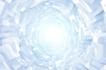 Abstract white background. Neon lights. Glowing tunnel. Bright vibrant dots. laser illumination.