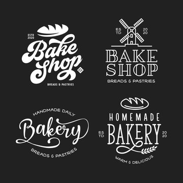 Bakery emblems set. Vector vintage illustration.
