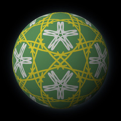 Artfully designed and colorful ball, 3D illustration on black background 