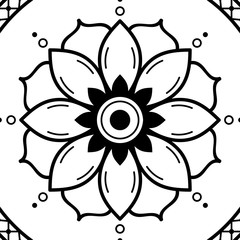 Decorative round ornament, black-white, isolated on white. Good decoration for the holidays. Perfect for printing, laser cutting.