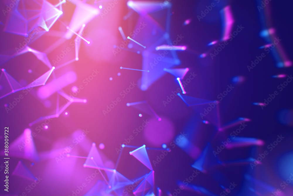 Poster lines connected triangles. network sphere system. digital data plexus technology construction. conne