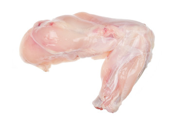 uncooked chicken wing on white background, top view