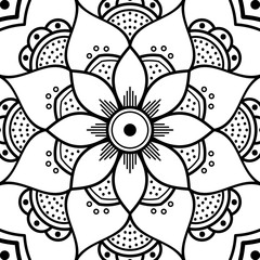 Decorative round ornament, black-white, isolated on white. Good decoration for the holidays. Perfect for printing, laser cutting.