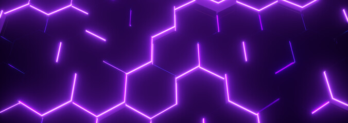 Obraz na płótnie Canvas Hexagon purple pattern. Abstract futuristic background.
