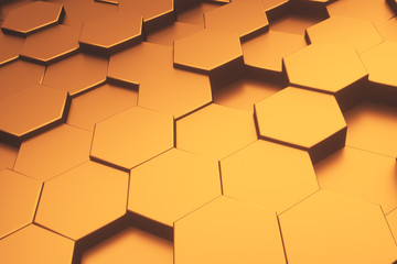 Hexagon gold pattern. Abstract futuristic background.