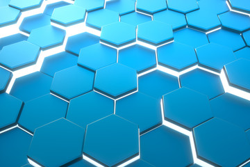 Hexagon blue pattern. Abstract futuristic background.