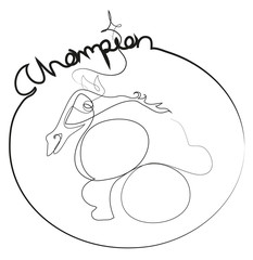 One continuous line drawing of champion horse. Simple line art drawing of Horse Head Logo.Winner mascot concept.