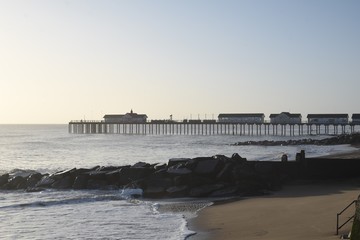 Southwold Pier. A sunny winter morning at Southwold beach in Suffolk, England, UK.